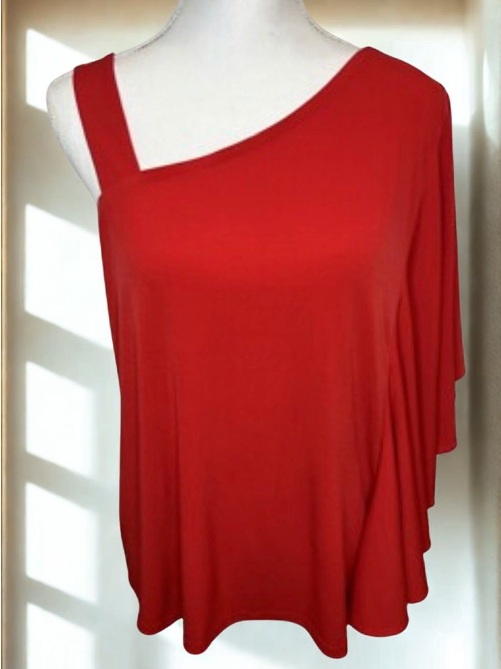 Chico's Bright Red One-Shoulder Top